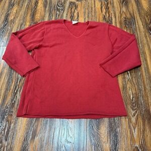 Vintage Size M Newport News Vibrant Red‎ Knit Sweater Top V Neck